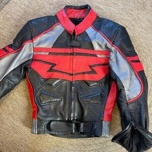 vintage Red and Black Motorcycle Jacket by Bikers Leather size 12 sport bike